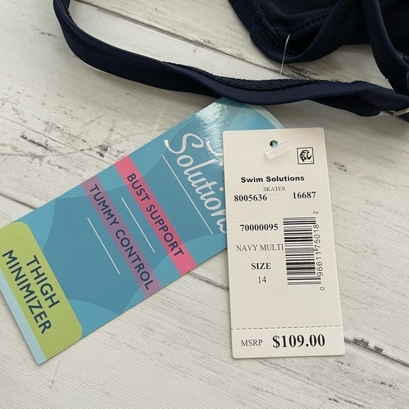 Swim Solutions Women's Colorblocked Tummy-Control Swimdress shirred front 14 - Picture 6 of 11